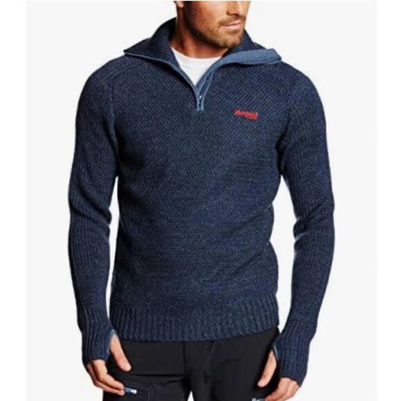 Bergman's of Norway Men's Size Small Heather Navy Blue Ulriken Sweater Jumper - Picture 1 of 14
